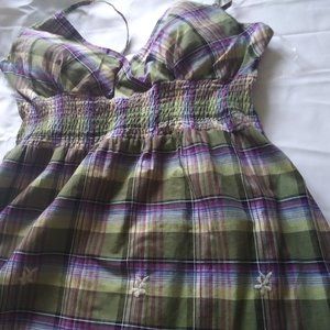 Women's Plaid Spaghetti Strap Midi Dress